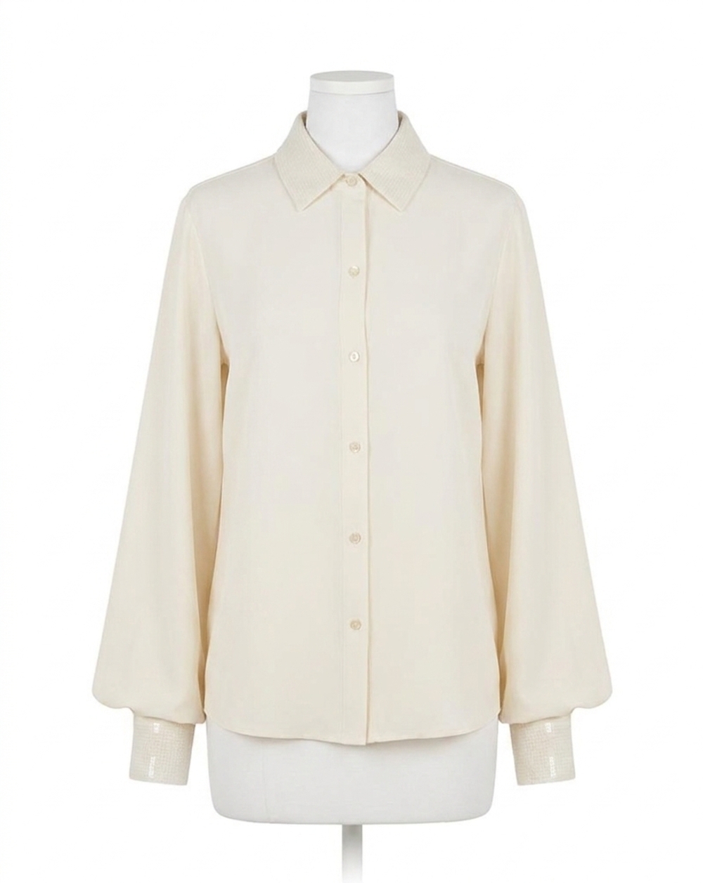 NEW LYSSE damari sequin embellished shirt in icing